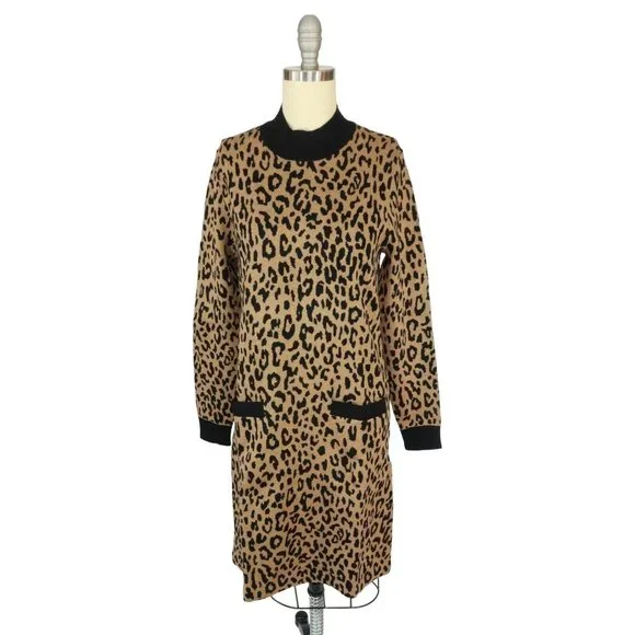 Crew Dresses J Crew Size M Leopard Print Mockneck Sweater